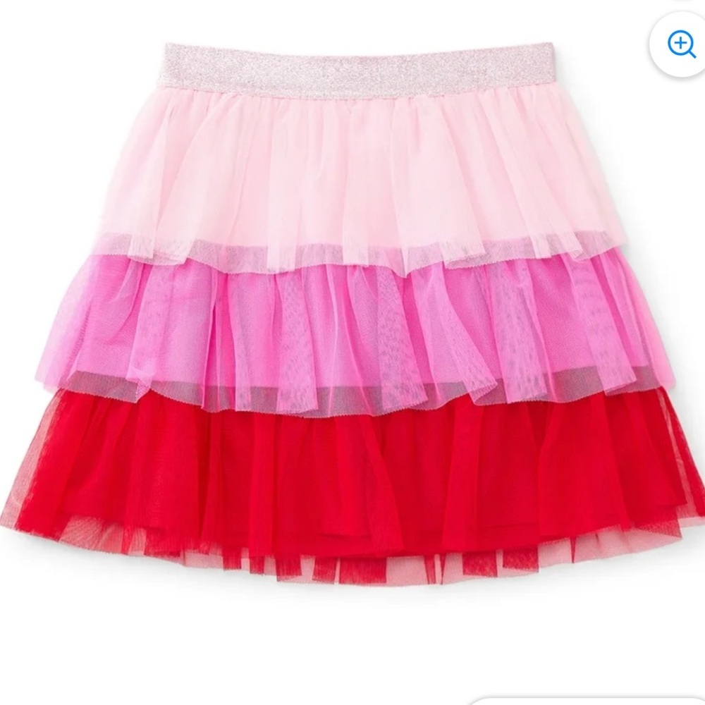 Way to Celebrate Girls Valentine's Day Tiered Mesh Pink and Red Skirt Size M (8)